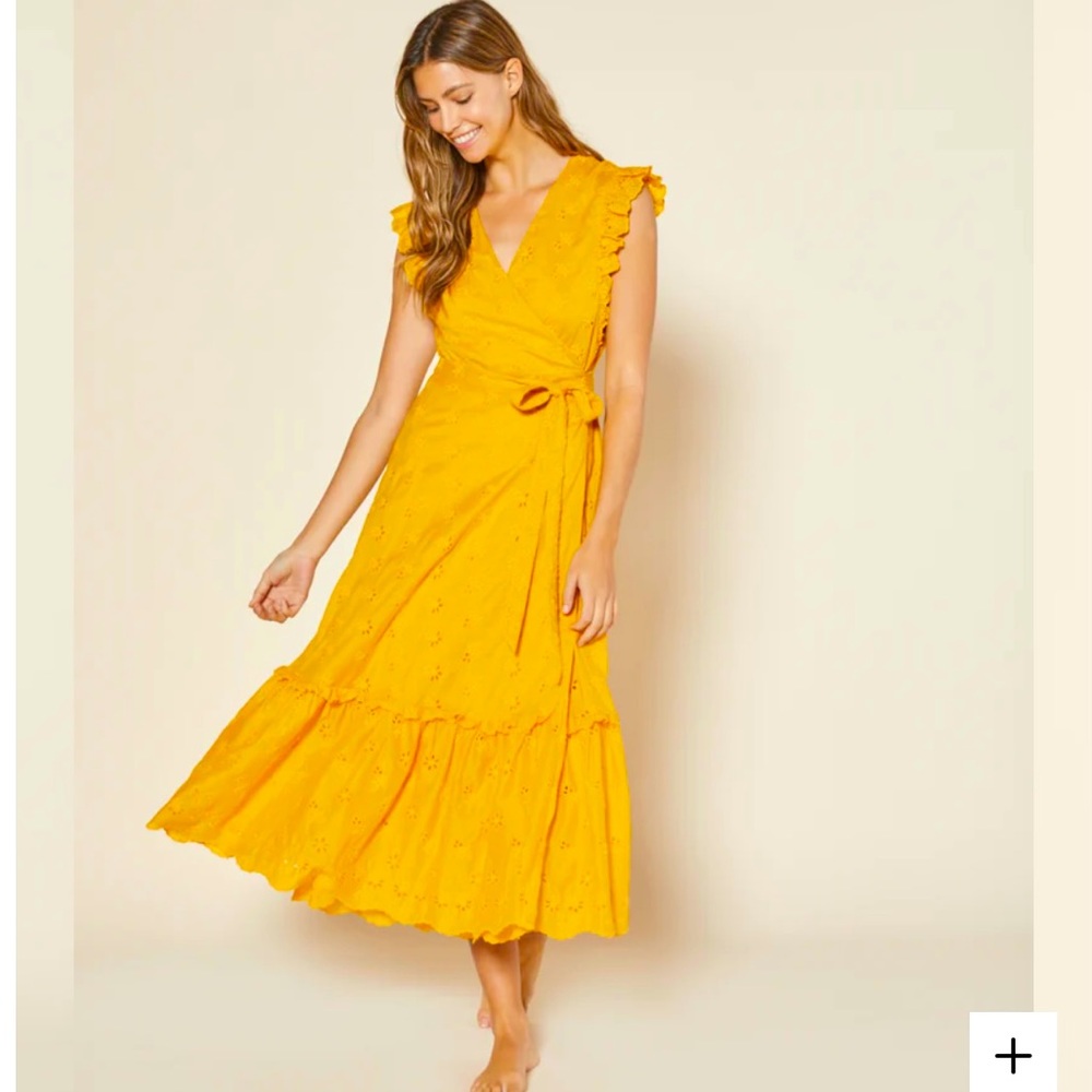 Outerknown Kahlo Yellow Wrap Dress